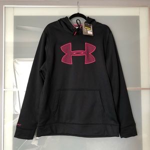 Black/Pink Under Armour Loose Fit Cold Gear Hoodie